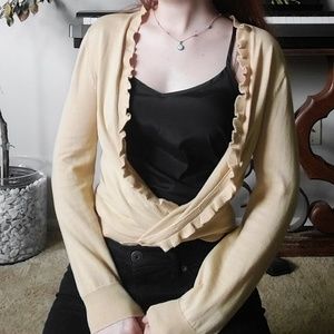 Pale Yellow Ralph Lauren Ruffle Cardigan